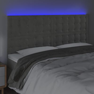 vidaXL Tête de lit à LED Gris clair 180x5x118/128 cm Velours