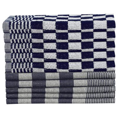 vidaXL Ensemble de serviettes 10 pcs bleu et blanc coton