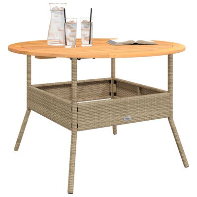 vidaXL Table de jardin et dessus en bois d'acacia beige résine tressée