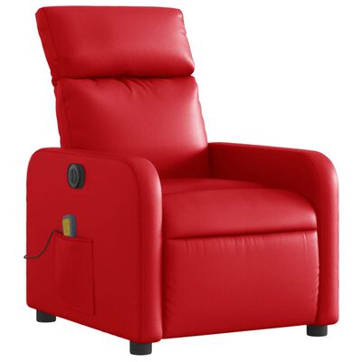 vidaXL Fauteuil de massage inclinable électrique rouge similicuir