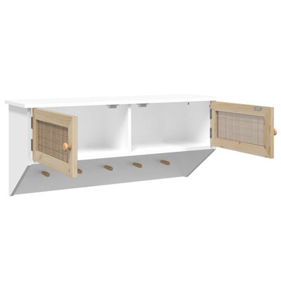 vidaXL Porte-manteau mural Blanc Bois d'ingénierie et rotin naturel