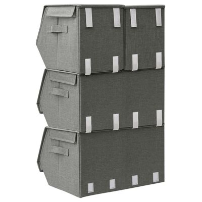 vidaXL Boîtes de rangement empilables 4 pcs Tissu Anthracite