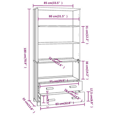 vidaXL Buffet HAMAR Bois massif de pin Marron miel