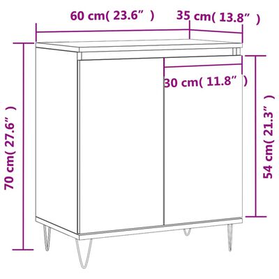 vidaXL Buffet Sonoma gris 60x35x70 cm Bois d'ingénierie