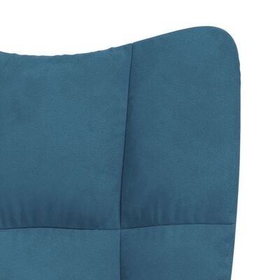 vidaXL Chaise à bascule avec repose-pied Bleu Velours