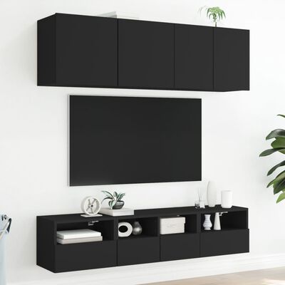 vidaXL Meubles TV muraux 2 pcs noir 40x30x30 cm bois d'ingénierie