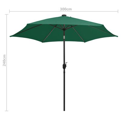 vidaXL Parasol de jardin avec lumières LED et mât en aluminium vert