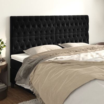 vidaXL Têtes de lit 4 pcs Noir 100x7x78/88 cm Velours