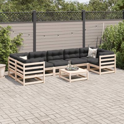 vidaXL Salon de jardin 8 pcs bois de pin massif