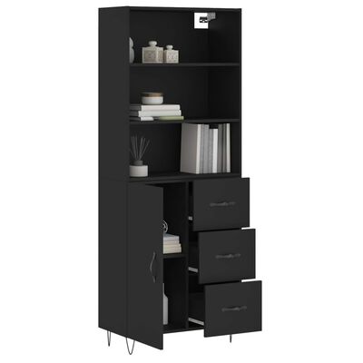 vidaXL Buffet haut Noir 69,5x34x180 cm Bois d'ingénierie