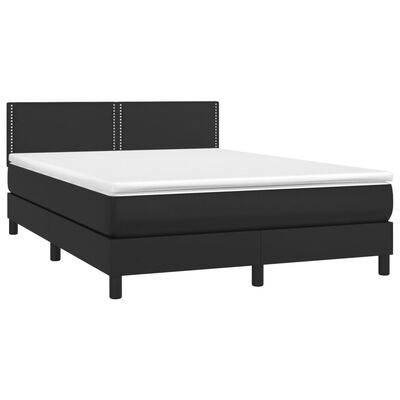 vidaXL Sommier à lattes de lit avec matelas Noir 140x200 cm Similicuir