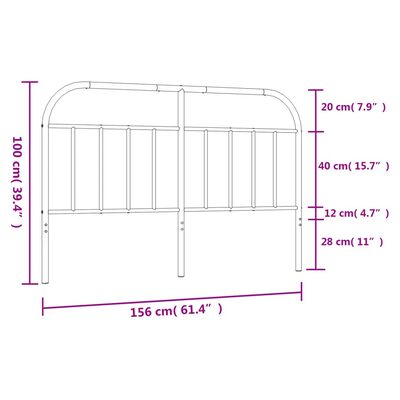 vidaXL Tête de lit métal blanc 150 cm