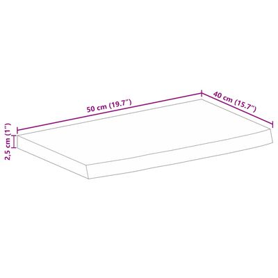 vidaXL Dessus de table à bord vivant 50x40x2,5 cm bois massif manguier