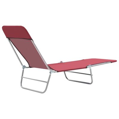 vidaXL Chaises longues pliables lot de 2 Acier et tissu Rouge