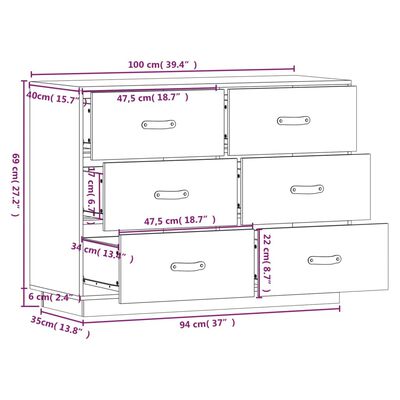 vidaXL Buffet Marron miel 100x40x75 cm Bois massif de pin