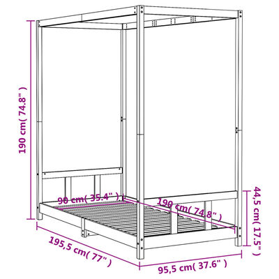 vidaXL Cadre de lit pour enfants blanc 90x190 cm bois de pin massif