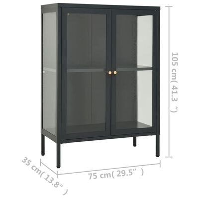 vidaXL Buffet Anthracite 75x35x105 cm Acier et verre