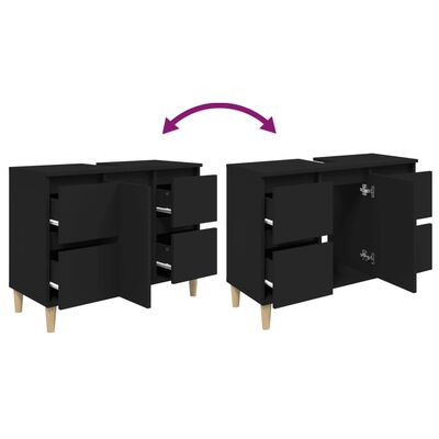 vidaXL Meuble d'évier noir 80x33x60 cm bois d'ingénierie