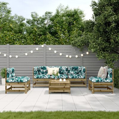 vidaXL Salon de jardin 6 pcs avec coussins bois de pin imprégné