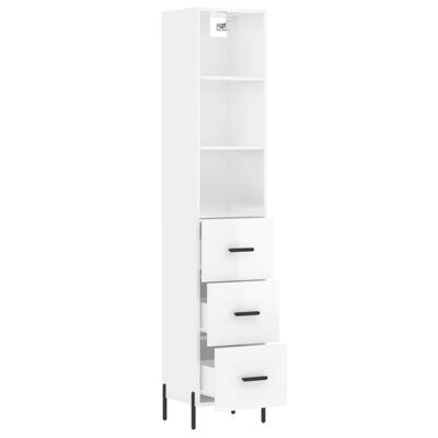 vidaXL Buffet haut Blanc brillant 34,5x34x180 cm Bois d'ingénierie