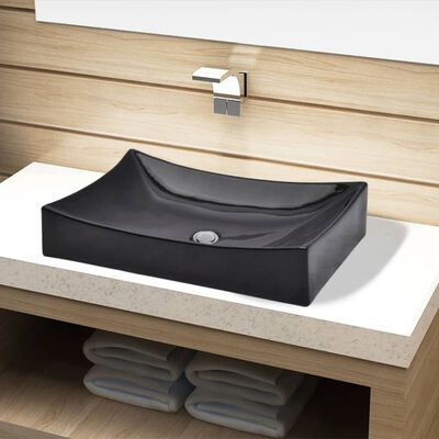 Vasque rectangulaire céramique Noir pour salle de bain