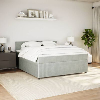 vidaXL Sommier à lattes de lit et matelas Gris clair 180x200cm Velours