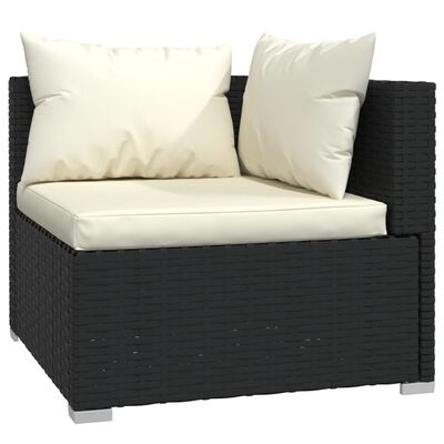 vidaXL Salon de jardin 4 pcs avec coussins Résine tressée Noir