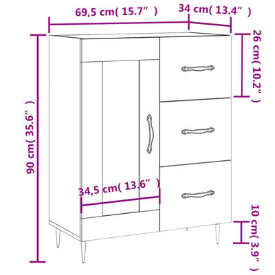 vidaXL Buffet noir 69,5x34x90 cm bois d'ingénierie