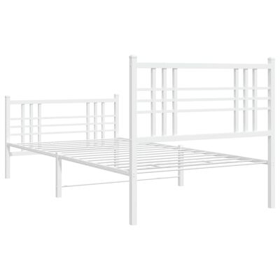 vidaXL Cadre de lit métal sans matelas et pied de lit blanc 107x203 cm