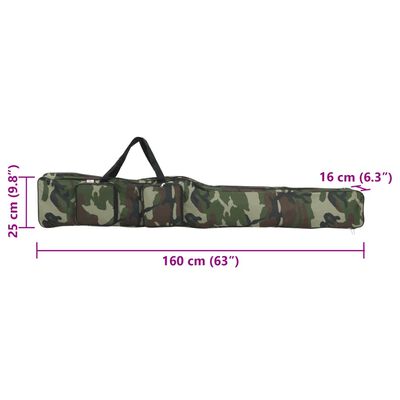 vidaXL Sac de canne à pêche vert camouflage 160 cm tissu oxford