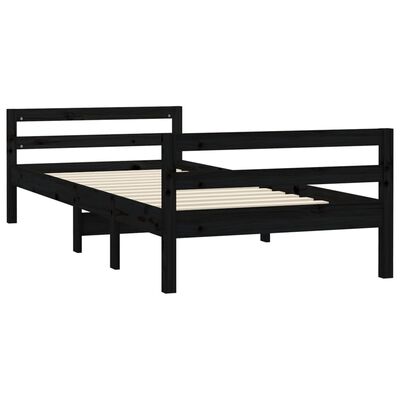 vidaXL Cadre de lit sans matelas noir 75x190 cm bois de pin massif