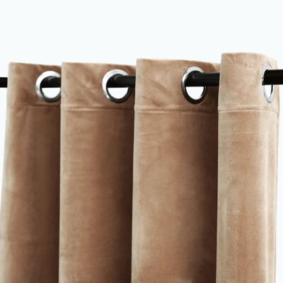 vidaXL Rideaux occultants avec anneaux 2 pcs Velours Beige 140x175 cm