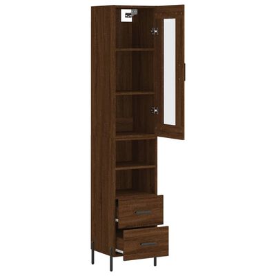 vidaXL Buffet haut Chêne marron 34,5x34x180 cm Bois d'ingénierie