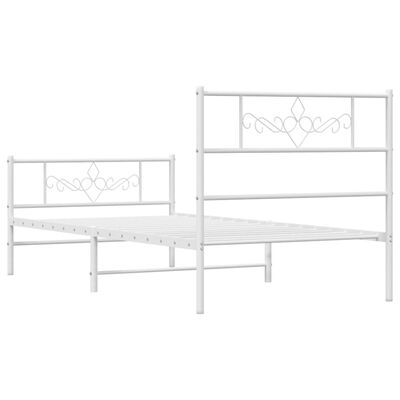 vidaXL Cadre de lit métal sans matelas avec pied de lit blanc 90x200cm