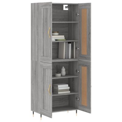 vidaXL Buffet haut Sonoma gris 69,5x34x180 cm Bois d'ingénierie