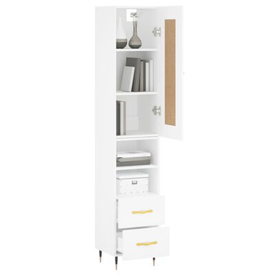 vidaXL Buffet haut Blanc 34,5x34x180 cm Bois d'ingénierie