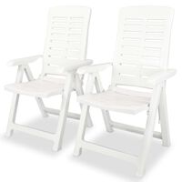 vidaXL 2 pcs Chaises inclinables de jardin Plastique Blanc