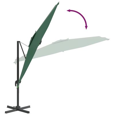 vidaXL Parasol déporté avec mât en aluminium Vert 400x300 cm