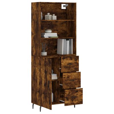 vidaXL Buffet haut Chêne fumé 69,5x34x180 cm Bois d'ingénierie