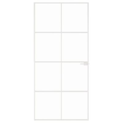 vidaXL Porte d'intérieur Blanc 93x201,5 cm Trempé verre aluminium fin