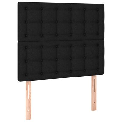 vidaXL Sommier à lattes de lit avec matelas Noir 100x200 cm Tissu