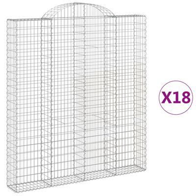 vidaXL Paniers à gabions arqués 18 pcs 200x30x220/240 cm fer galvanisé