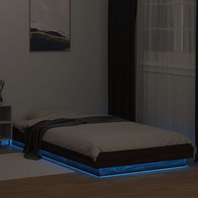 vidaXL Cadre de lit avec lumières LED chêne marron 75x190 cm