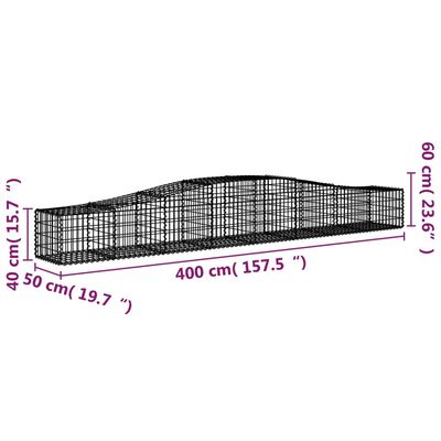 vidaXL Paniers à gabions arqués 15 pcs 400x50x40/60 cm Fer galvanisé