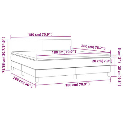 vidaXL Sommier à lattes de lit avec matelas et LED Blanc 180x200 cm