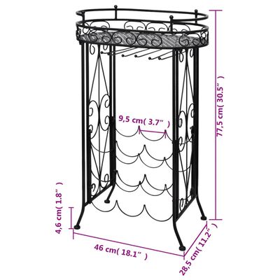 vidaXL Casier à bouteilles avec porte-verre pour 9 bouteilles Métal