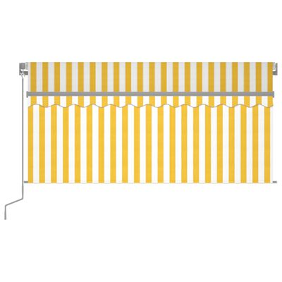 vidaXL Auvent manuel rétractable avec store LED 3x2,5 m Jaune et blanc