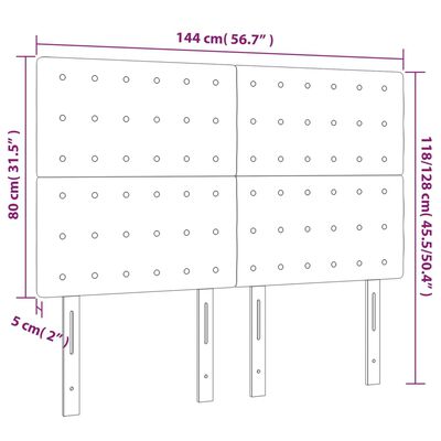 vidaXL Tête de lit à LED Taupe 144x5x118/128 cm Tissu