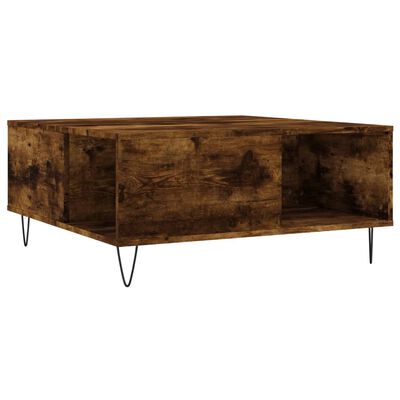 vidaXL Table basse chêne fumé 80x80x36,5 cm bois d'ingénierie