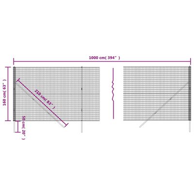 vidaXL Clôture en treillis métallique anthracite 1,6x10 m